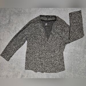 Lane Bryant Woman  Sweater Cardigan Black-Wht Popcorn Waterfall Duster Sz.18/20